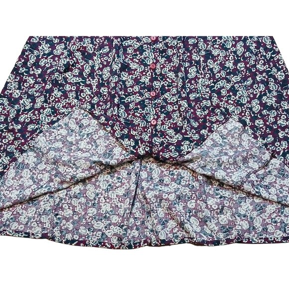 Vintage Sag Harbor Floral Maxi Skirt Burgundy Green Button Western Indie Medium - Picture 7 of 7